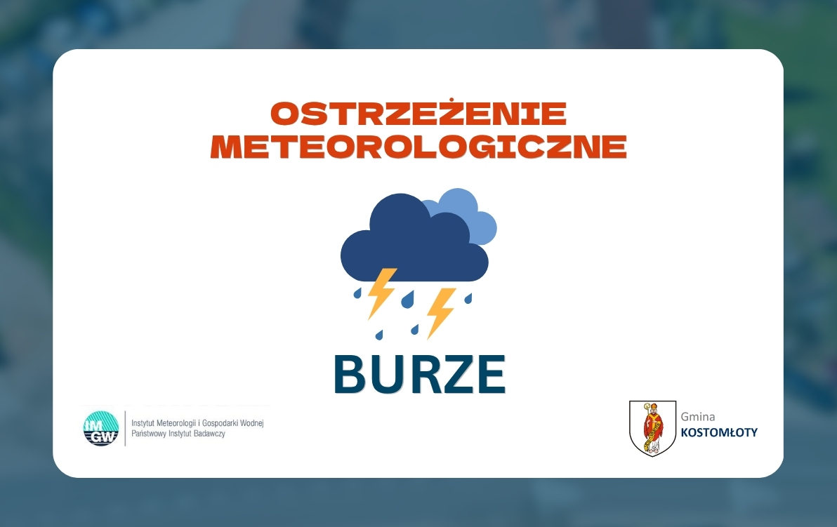 Ostrzeżenie meteorologiczne &ndash; burze - Gmina Kostomłoty