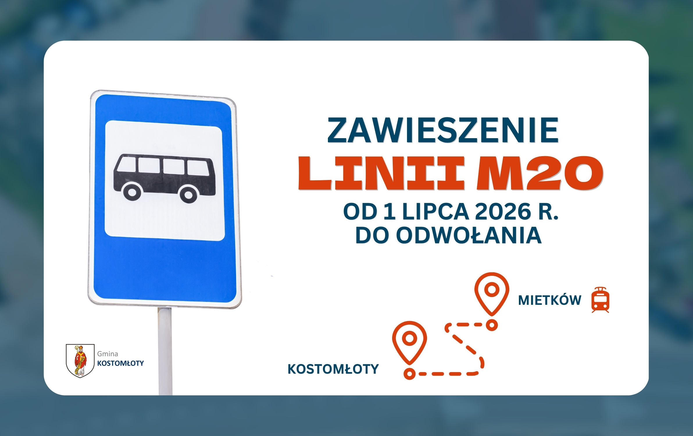 Linia M20 zawieszona od 1 lipca 2026