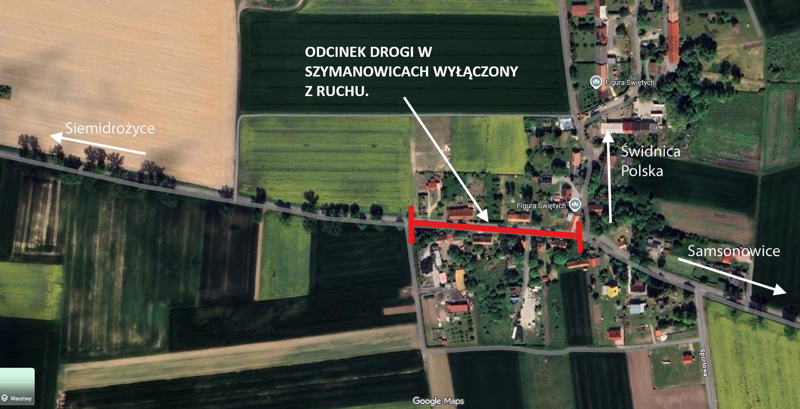 mapa Szymanowice droga