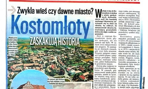 Zwykła wieś czy dawne miasto? Kostomłoty zaskakują historią! artykuł w gazecie FAKT